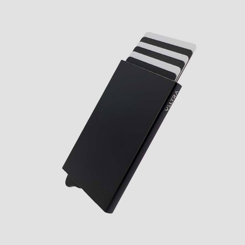 Pasjeshouder uitschuifbaar | Aluminium | RFID bescherming | 1-7 pasjes | Zwart