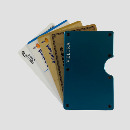 Luxe aluminium pasjeshouder | 1-15 pasjes | RFID bescherming | Marineblauw - Veltra