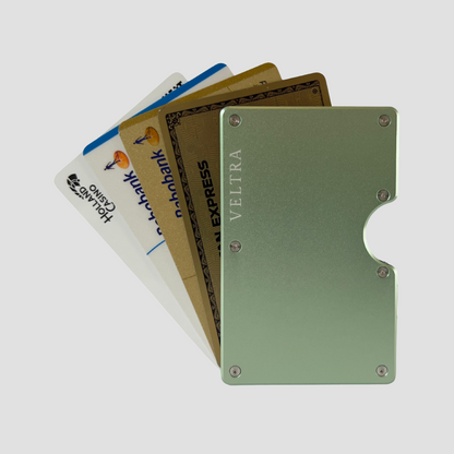 Luxe aluminium pasjeshouder | 1-15 pasjes | RFID bescherming | Mintgroen - Veltra