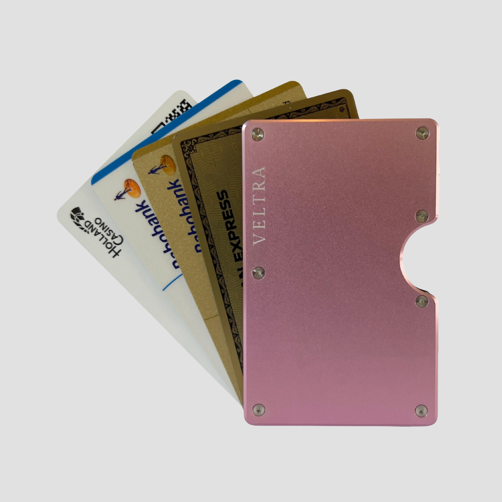Luxe aluminium pasjeshouder | 1-15 pasjes | RFID bescherming | Rosé - Veltra