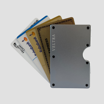 Luxe aluminium pasjeshouder | 1-15 pasjes | RFID bescherming | Zilvergrijs - Veltra