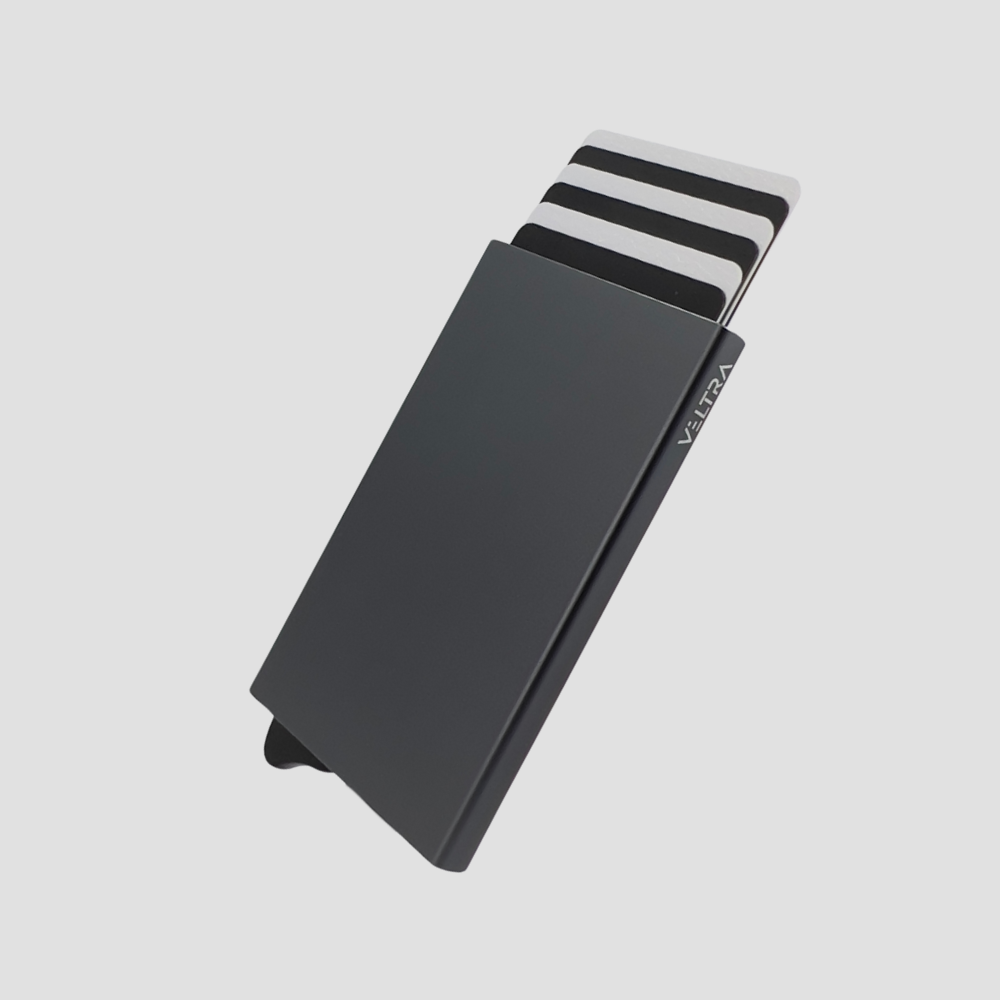 Pasjeshouder uitschuifbaar | Aluminium | RFID bescherming | 1-7 pasjes | Grijs