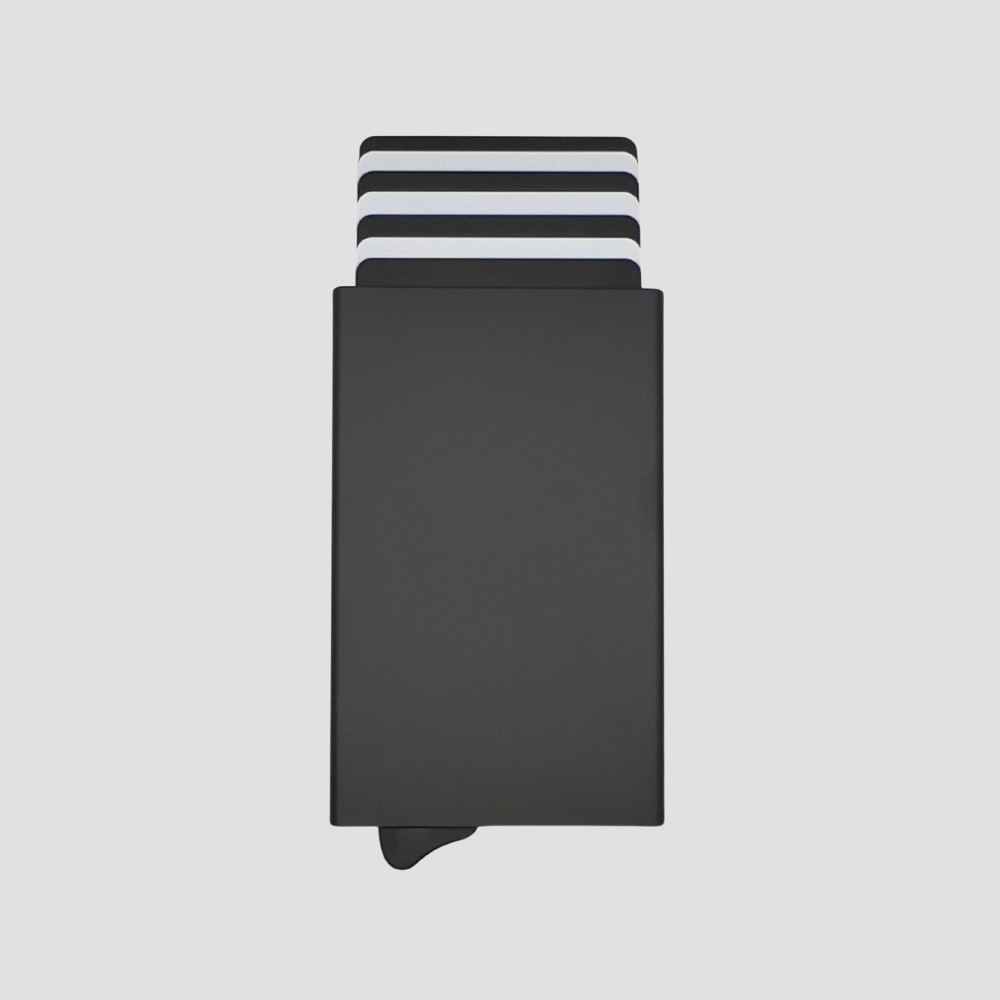 Pasjeshouder uitschuifbaar | Aluminium | RFID bescherming | 1-7 pasjes | Zwart