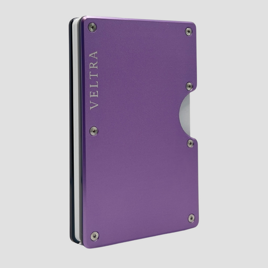 Luxe aluminium pasjeshouder | 1-15 pasjes | RFID bescherming | Lavendelpaars - Veltra
