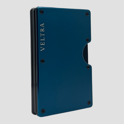 Luxe aluminium pasjeshouder | 1-15 pasjes | RFID bescherming | Marineblauw - Veltra