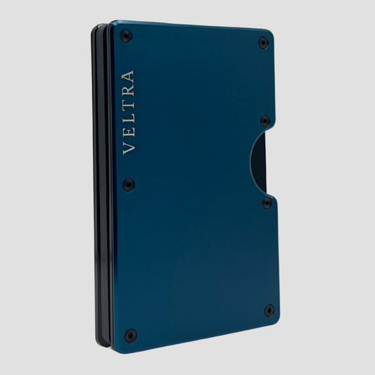 Luxe aluminium pasjeshouder | 1-15 pasjes | RFID bescherming | Marineblauw - Veltra