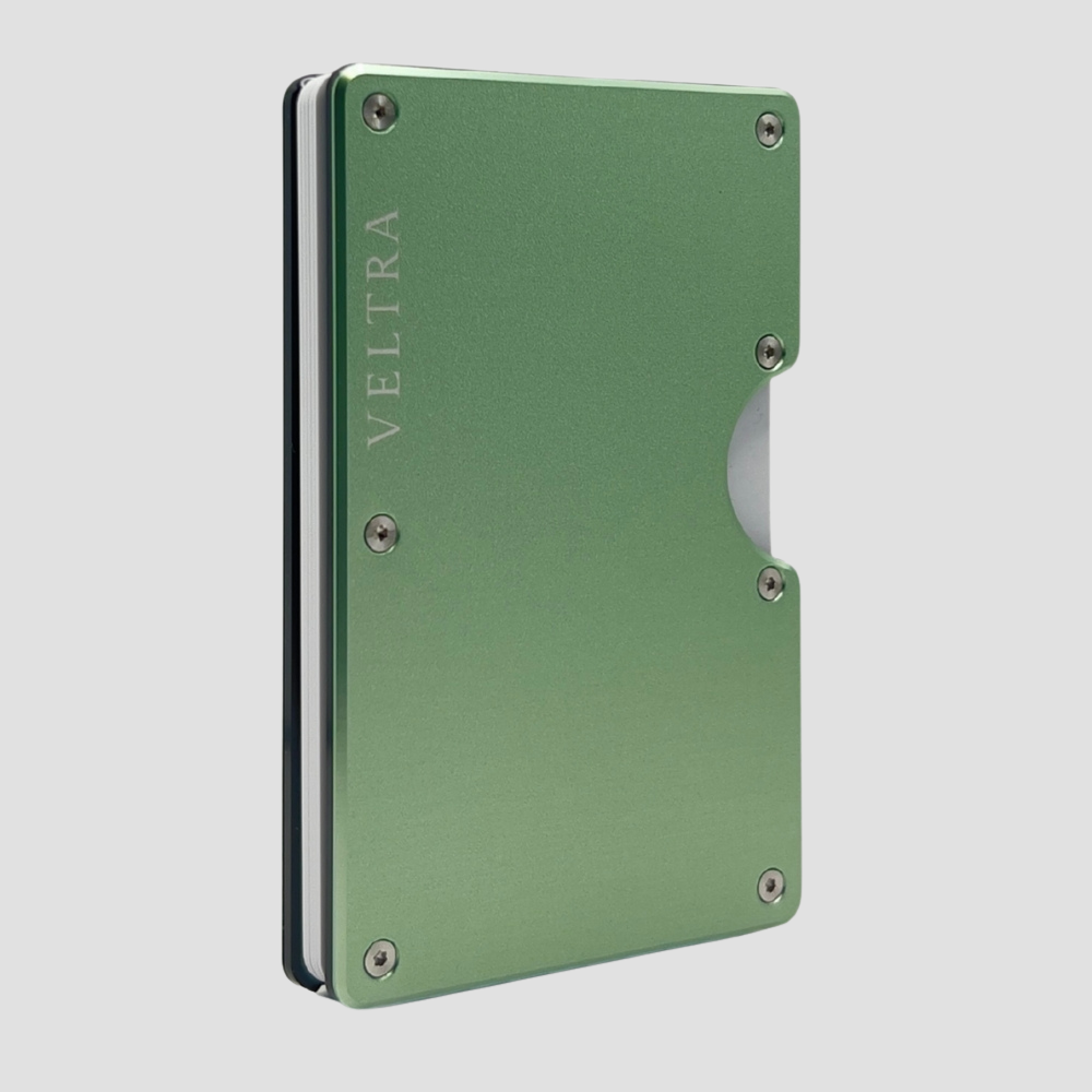 Luxe aluminium pasjeshouder | 1-15 pasjes | RFID bescherming | Mintgroen - Veltra