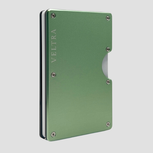 Luxe aluminium pasjeshouder | 1-15 pasjes | RFID bescherming | Mintgroen - Veltra
