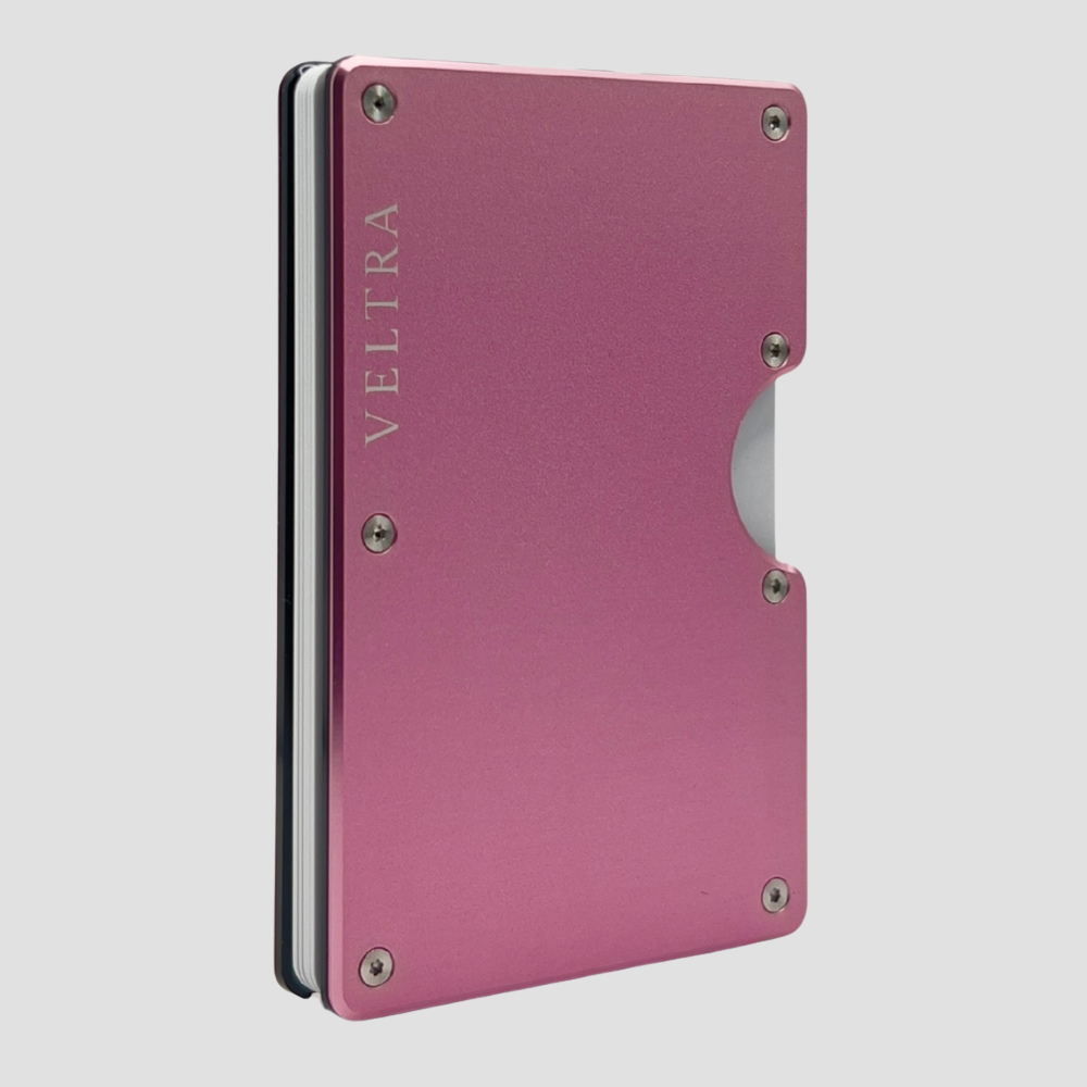 Luxe aluminium pasjeshouder | 1-15 pasjes | RFID bescherming | Rosé - Veltra