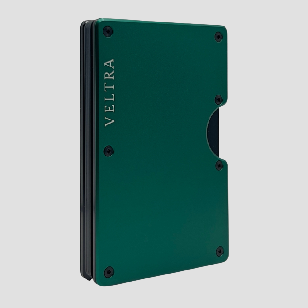Luxe aluminium pasjeshouder | 1-15 pasjes | RFID bescherming | Smaragdgroen - Veltra