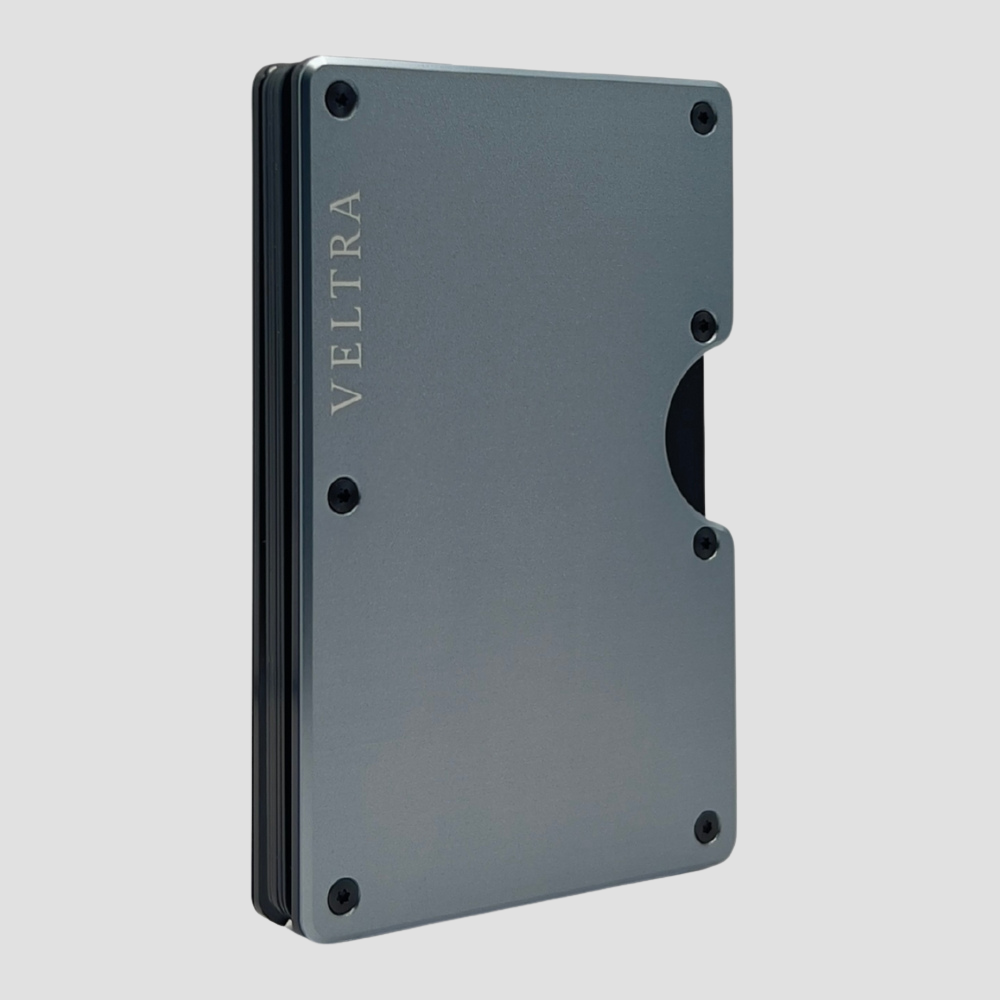 Luxe aluminium pasjeshouder | 1-15 pasjes | RFID bescherming | Zilvergrijs - Veltra
