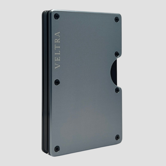 Luxe aluminium pasjeshouder | 1-15 pasjes | RFID bescherming | Zilvergrijs - Veltra