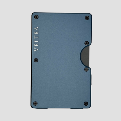Luxe aluminium pasjeshouder | 1-15 pasjes | RFID bescherming | Antracietblauw - Veltra
