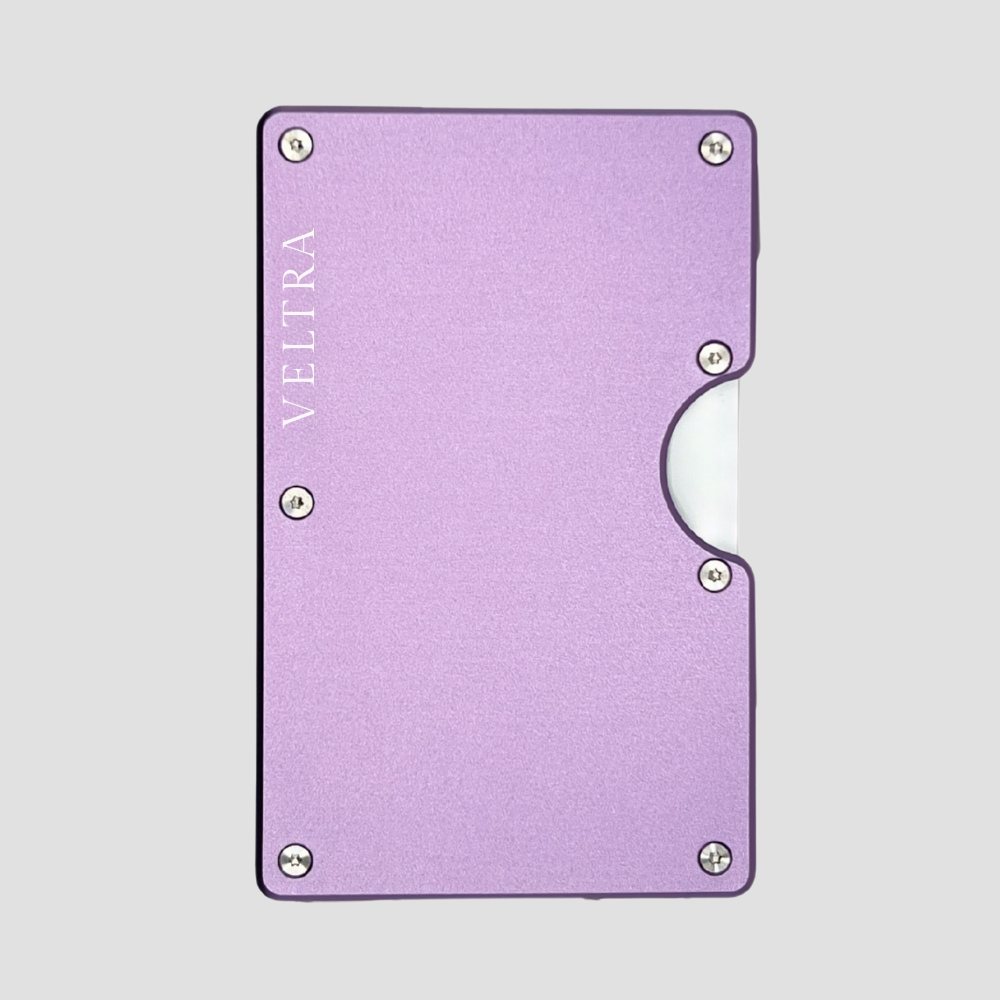 Luxe aluminium pasjeshouder | 1-15 pasjes | RFID bescherming | Lavendelpaars - Veltra