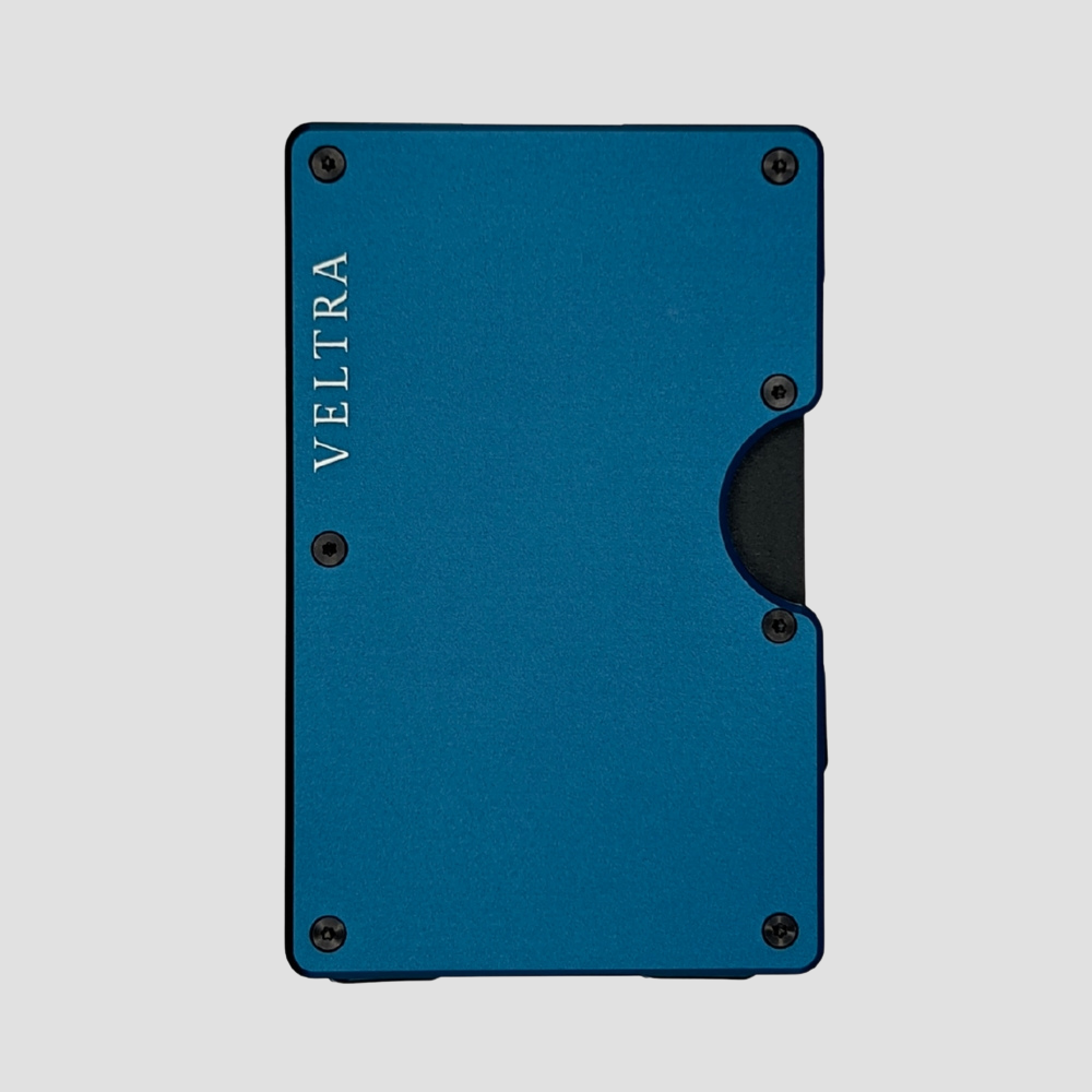 Luxe aluminium pasjeshouder | 1-15 pasjes | RFID bescherming | Marineblauw - Veltra