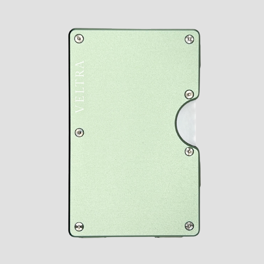 Luxe aluminium pasjeshouder | 1-15 pasjes | RFID bescherming | Mintgroen - Veltra