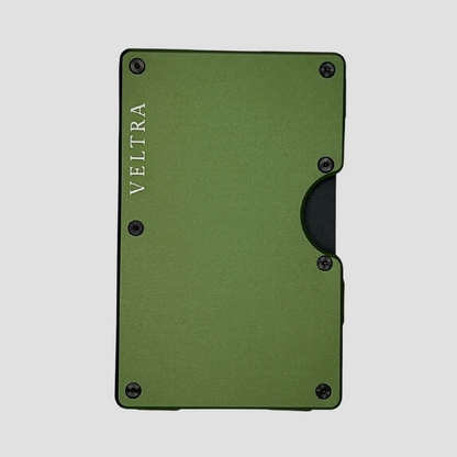 Luxe aluminium pasjeshouder | 1-15 pasjes | RFID bescherming | Olijfgroen - Veltra