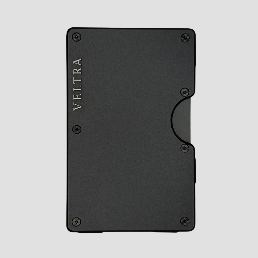 Luxe aluminium pasjeshouder | 1-15 pasjes | RFID bescherming | Onyxzwart - Veltra