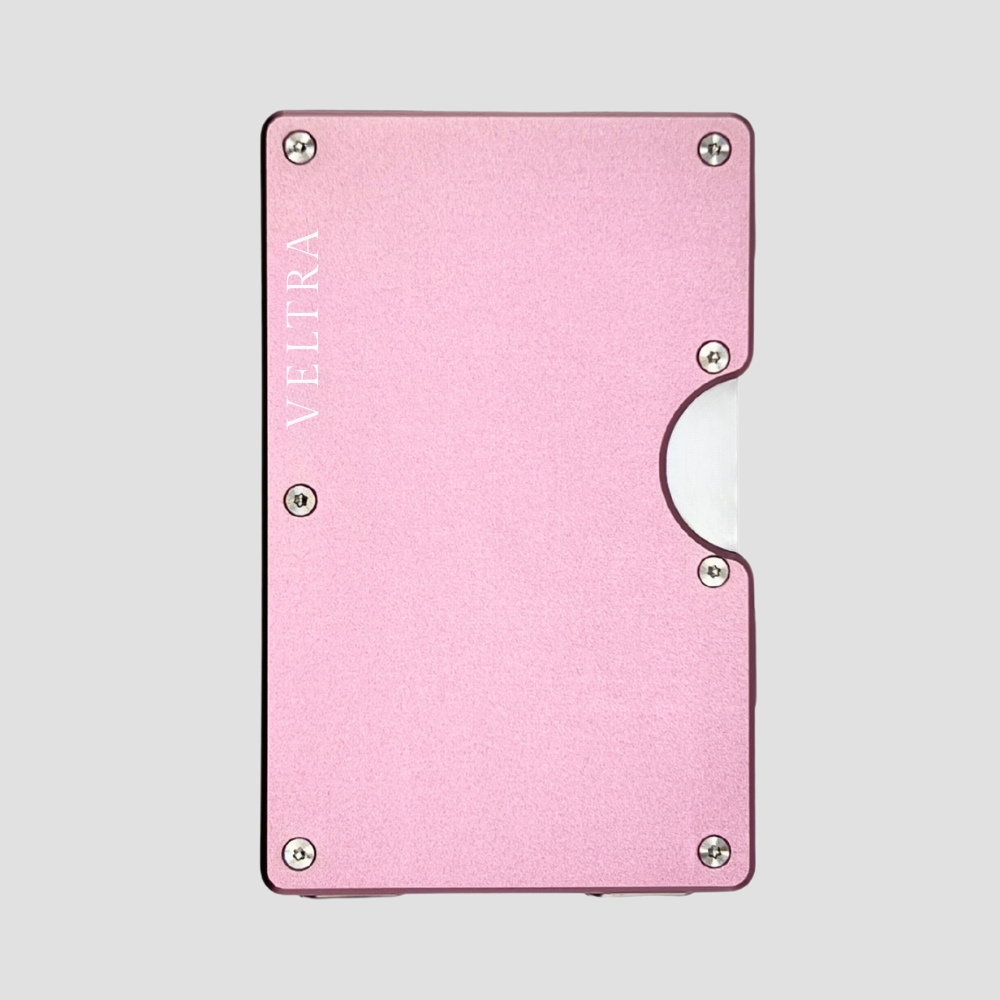 Luxe aluminium pasjeshouder | 1-15 pasjes | RFID bescherming | Rosé - Veltra