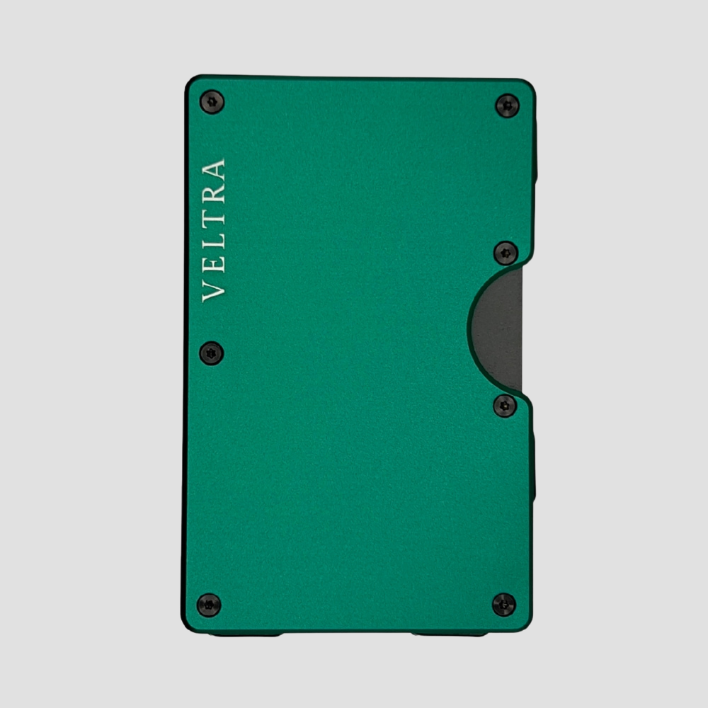 Luxe aluminium pasjeshouder | 1-15 pasjes | RFID bescherming | Smaragdgroen - Veltra