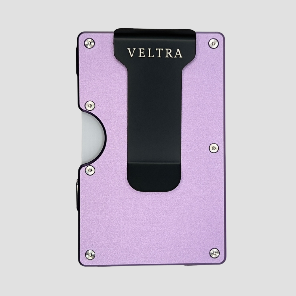 Luxe aluminium pasjeshouder | 1-15 pasjes | RFID bescherming | Lavendelpaars - Veltra
