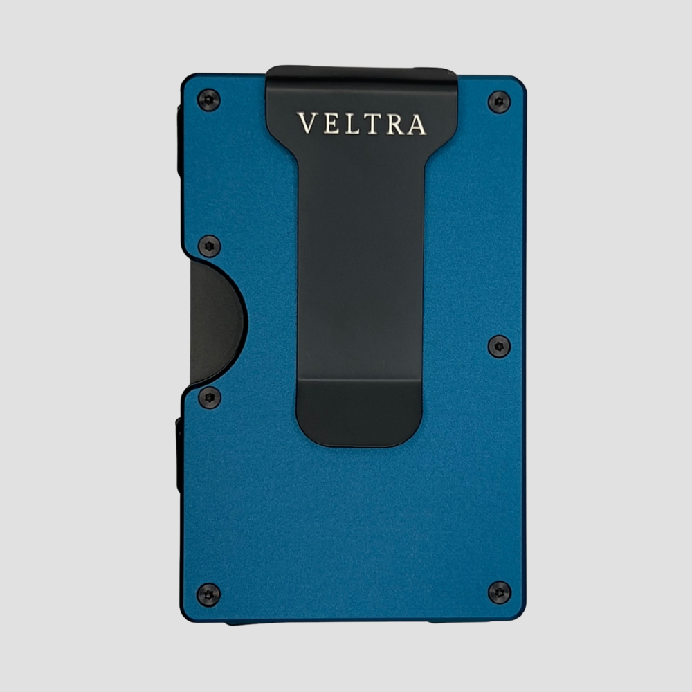 Luxe aluminium pasjeshouder | 1-15 pasjes | RFID bescherming | Marineblauw - Veltra