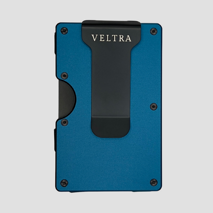 Luxe aluminium pasjeshouder | 1-15 pasjes | RFID bescherming | Marineblauw - Veltra