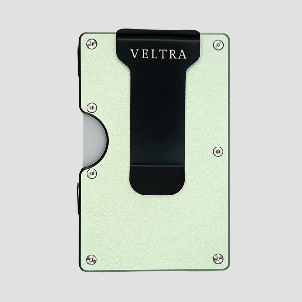 Luxe aluminium pasjeshouder | 1-15 pasjes | RFID bescherming | Mintgroen - Veltra
