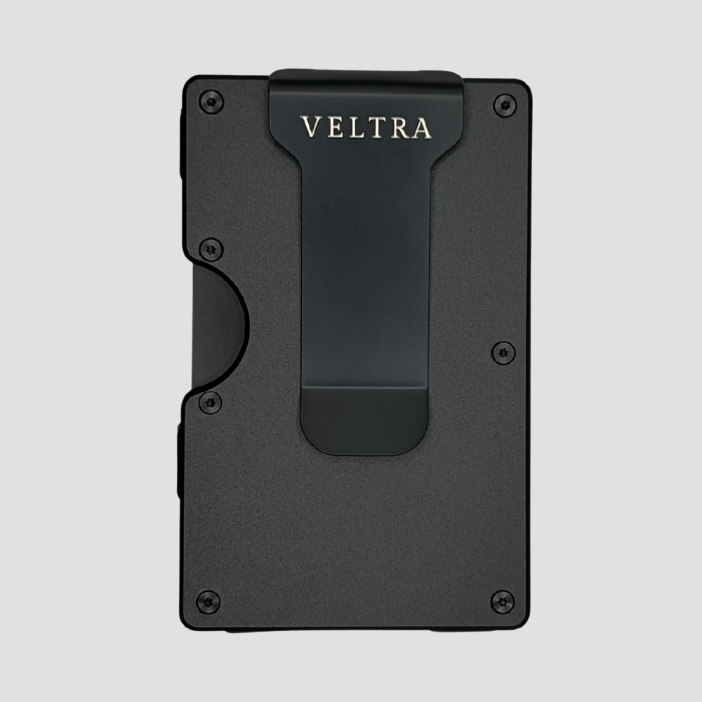 Luxe aluminium pasjeshouder | 1-15 pasjes | RFID bescherming | Onyxzwart - Veltra