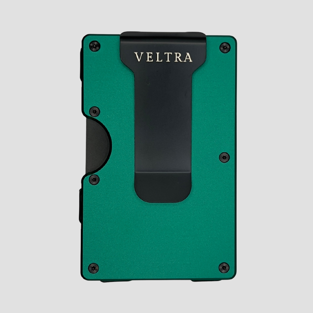 Luxe aluminium pasjeshouder | 1-15 pasjes | RFID bescherming | Smaragdgroen - Veltra