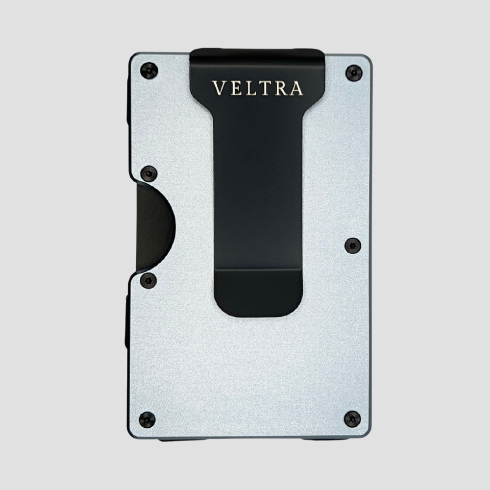 Luxe aluminium pasjeshouder | 1-15 pasjes | RFID bescherming | Zilvergrijs - Veltra